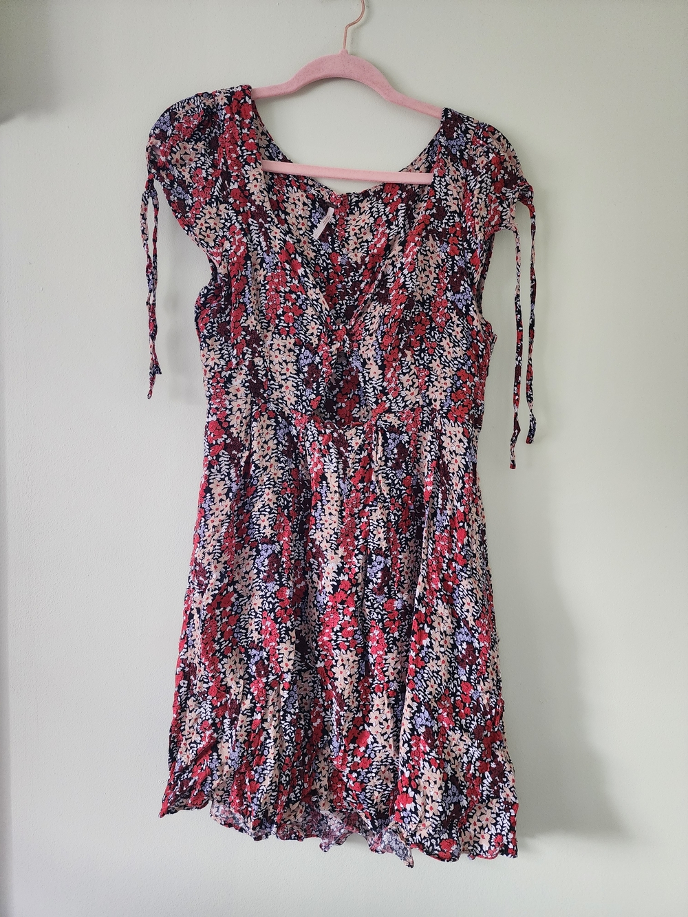 Free People Floral Tie-Shoulder V-Neck Dress